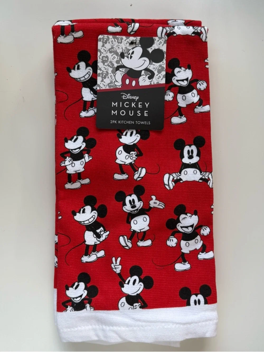 Disney Red and White Mickey Mouse Kitchen Towels - 2 Pack